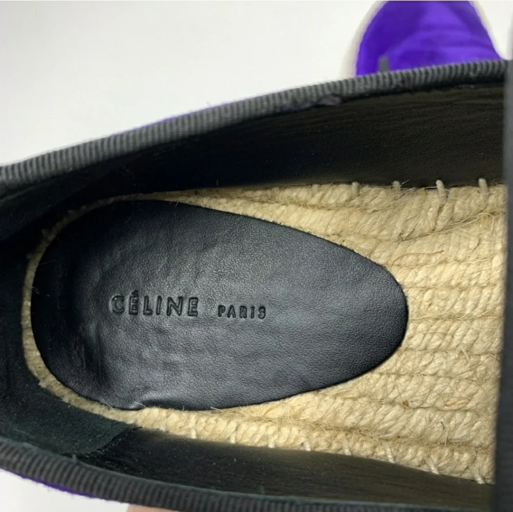 CELINE purple Suede flat Espadrille Slip-On shoes size 5
